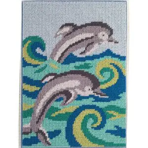 Dolphins- Canoodles Needlepoint Kit- 5" x 7"- 14 Mesh
