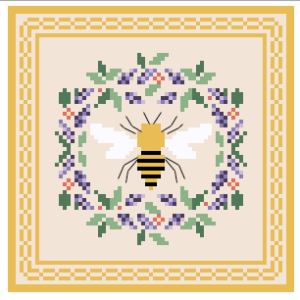 FS-22B Bee Floral Coaster Beige, 18m, 4" x 4"