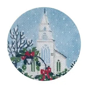 Nantucket Church - 1st Congregational - ornament - approx. 4" round - 18 mesh