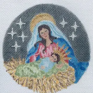 Mother & Child ornament - approx. 4" round - 18 mesh