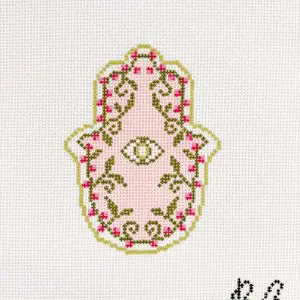 Pink & Green Garden Hamsa - 13 Mesh