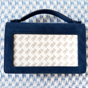 Self-Finishing Everyday Clutch - Navy Suede with Silver Chain