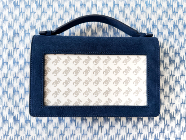 Self-Finishing Everyday Clutch - Navy Suede with Silver Chain