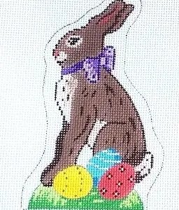 Standing Brown Bunny with Eggs 5" Tall-18 Mesh