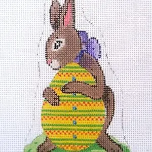 Standing Brown Bunny Hugging Egg 5" Tall-18 Mesh