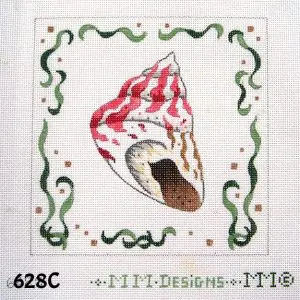 Pink and White Swirl Shell 6" Square-18 Mesh