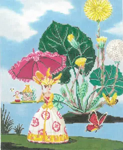 Pink Parasol - 9" x 11" - 18 mesh