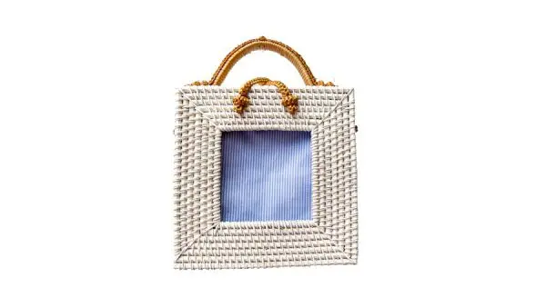4" x 4" Square Wicker Bag - White