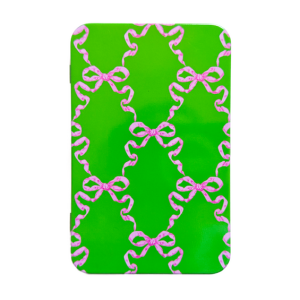 Classic Tin Box / Pink + Green Bow