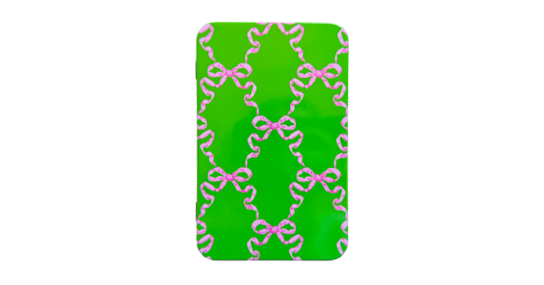 Classic Tin Box / Pink + Green Bow