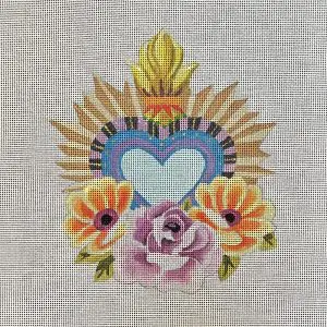 Sacred Heart with Roses 8" x 10" - 13 Mesh