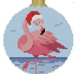Santa Flamingo , 3.25" round 18 Mesh