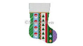 Santa Mini Stocking, Vertical Stripe - 6" tall - 13 M