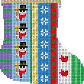 Snowman Mini Stocking, Vertical Stripe - 6" tall - 13 M