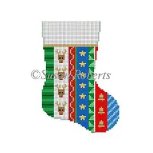 Reindeer Mini Stocking, Vertical Stripe - 6" tall - 13 M