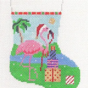 Flamingo with Presents Mini Stocking - 6" tall - 13 M