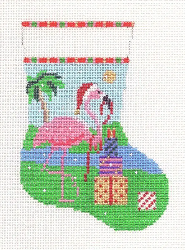 Flamingo with Presents Mini Stocking - 6" tall - 13 M