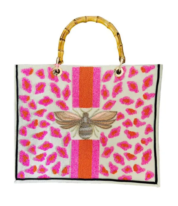Leopard Bee Beaded Bag
