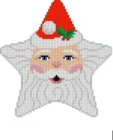 Santa Star Face- 4" Star- 18 Mesh