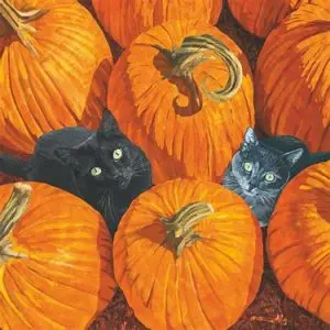 Pumpkin Patch Cat Luncheon Napkins
