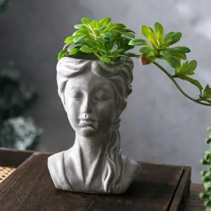 Cement Musing Girl Planter