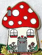 Woodland Mushroom House Enamel Needle Minder