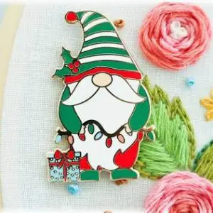Christmas Gnome Enamel Needle Minder