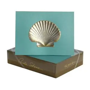 Scallop Shell on Teal Blue - Individual Blank Card