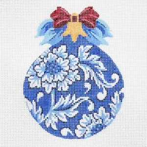 Blue Floral Ball Ornament - 18 mesh