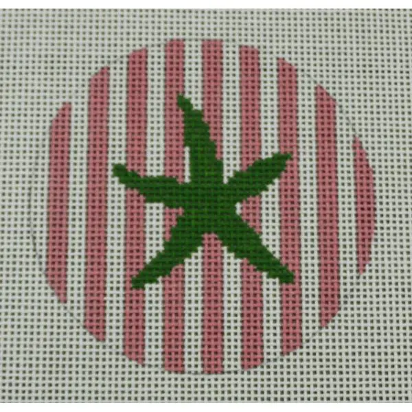 Starfish On Stripe - Green And Pale Pink-KKNTO24