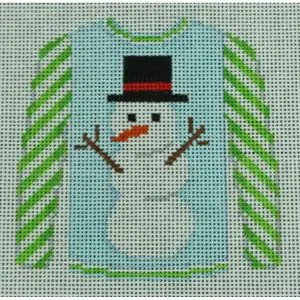 Snowman On Blue With Lime Striped Sleeves-KKO199AH