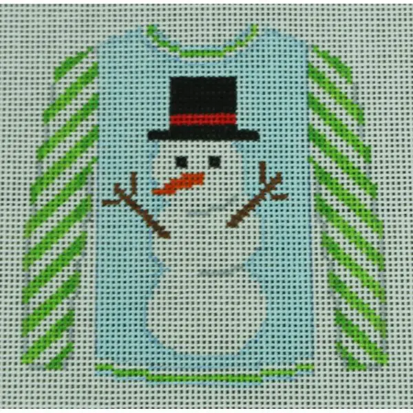 Snowman On Blue With Lime Striped Sleeves-KKO199AH