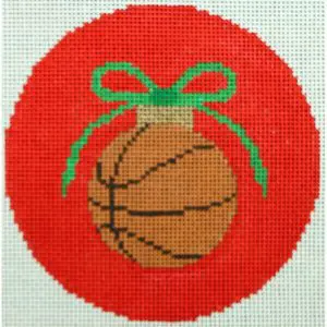Basketball With Green Bow On Red-KKO203B