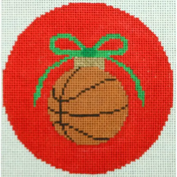 Basketball With Green Bow On Red-KKO203B