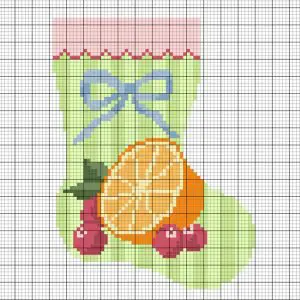 Orange and Cranberry Bow Mini Stocking -13 Mesh