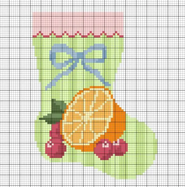 Orange and Cranberry Bow Mini Stocking -13 Mesh