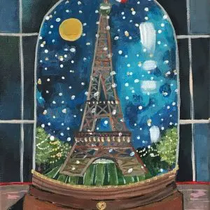 Paris Snow Globe Holiday Postcard