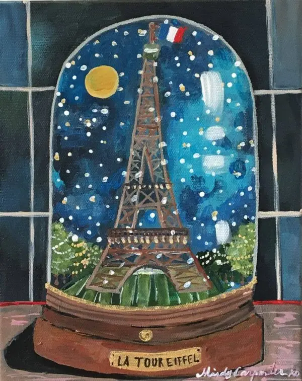 Paris Snow Globe Holiday Postcard