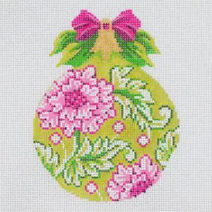 Pink & Green Floral Ball Ornament - 18 mesh