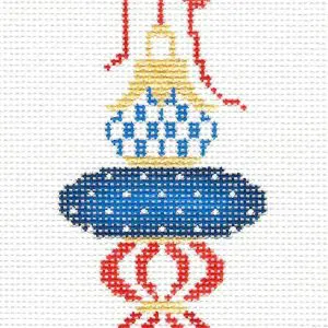 Red, White & Blue Triple Drop Ornament - 18 mesh