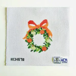 Pumpkins Wreath Canvas- 4 1/2" X 4 3/4" 13 Mesh