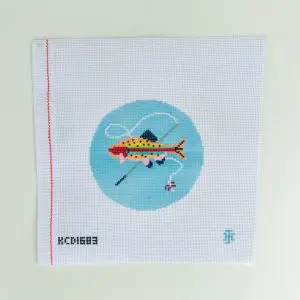 Colorful Fish with Rod Ornament 4" Round- 18 Mesh