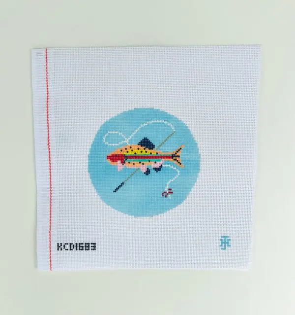 Colorful Fish with Rod Ornament 4" Round- 18 Mesh