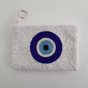 Round Evil Eye-Beaded Coin Purse