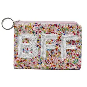 Pink/White/Multi-Beaded Coin Purse