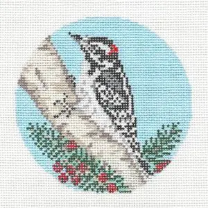 Downy Woodpecker 4" Round - 18 mesh