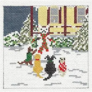 Snow Dog Party 4" Round - 18 mesh