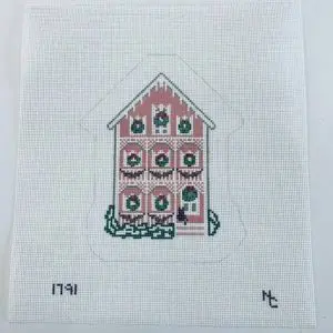 Pink House Ornament - 18 mesh