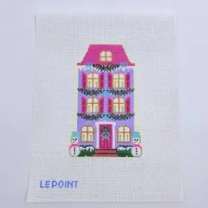 Christmas Village Purple Row House - 4.5” x 7.5" - 13 mesh