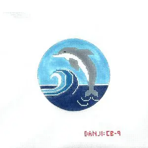 CB-09 Dolphin Ornament 4″ circle, 18 Mesh